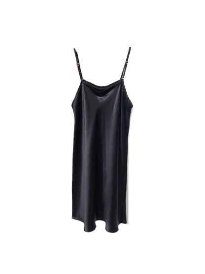SuyaDream Woman Mini Dress 19mm 100%Real Silk Sleeveless Solid Spaghetti Strap Sleep Dresses 2025 Elegant Chic Clothes