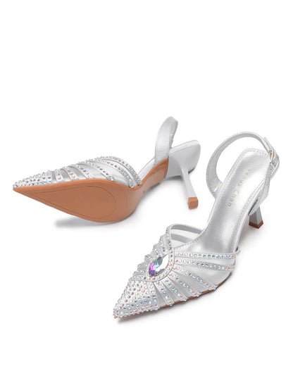 2025 Elegant Fruit Green Women's Green Heels and Rhinestone Handbag Set - Italian Design for Weddings and Parties