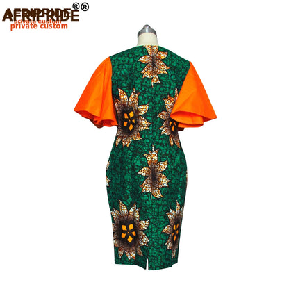 African Bodycon Dresses for Women AFRIPRIDE Bazin Richi Short Butterfly Sleeves Dashiki Wax Women Ankara Print Dress A1925007