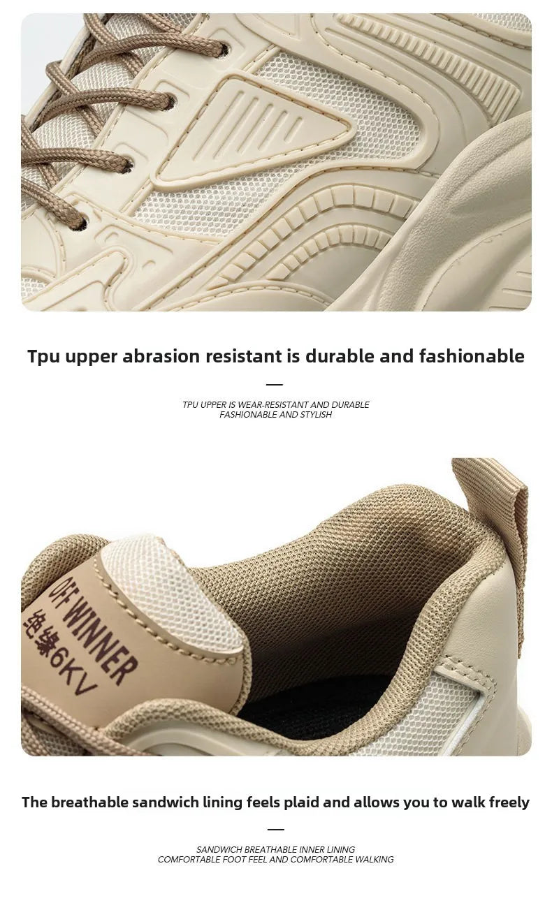 female industrial steel toe safety shoes woman breathable work shoes Lightweight Sneakers fashion spring/summer work sneakers - Prolificstore