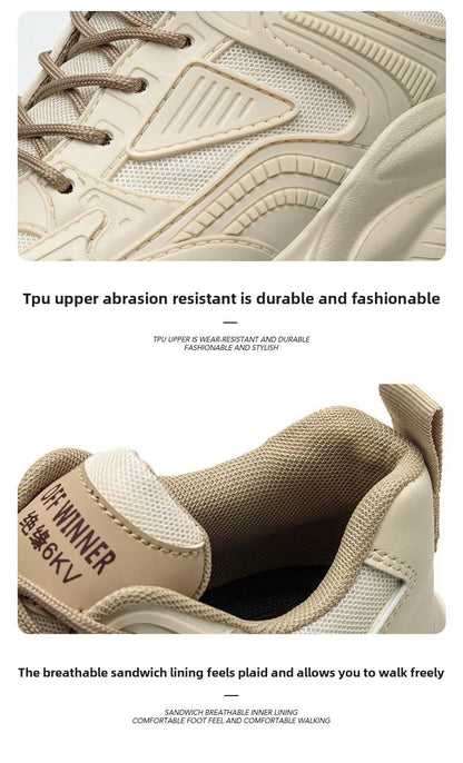 female industrial steel toe safety shoes woman breathable work shoes Lightweight Sneakers fashion spring/summer work sneakers - Prolificstore