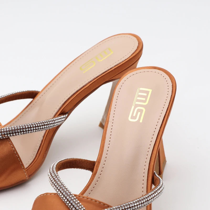 Black Red High Heel Slippers Women Open Toe Slingback Sandals Female Pumps Square Toe Summer Simple Designer Heeled Sandals - Prolificstore