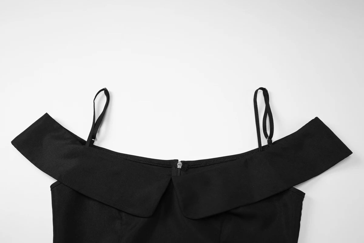 Dulzura Off Shoulder Backless Zipper Slip Puffy Mini Dress Women'S Fashion Sexy Elegant Clothes Party Prom Spring Summer Outfit