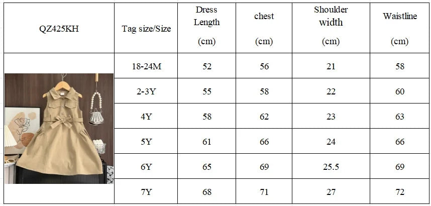 Bear Leader Fashion Girls Windbreak Dresses Summer Sleeveless Work Outfits with Waistband Solid Color Kids Clothes