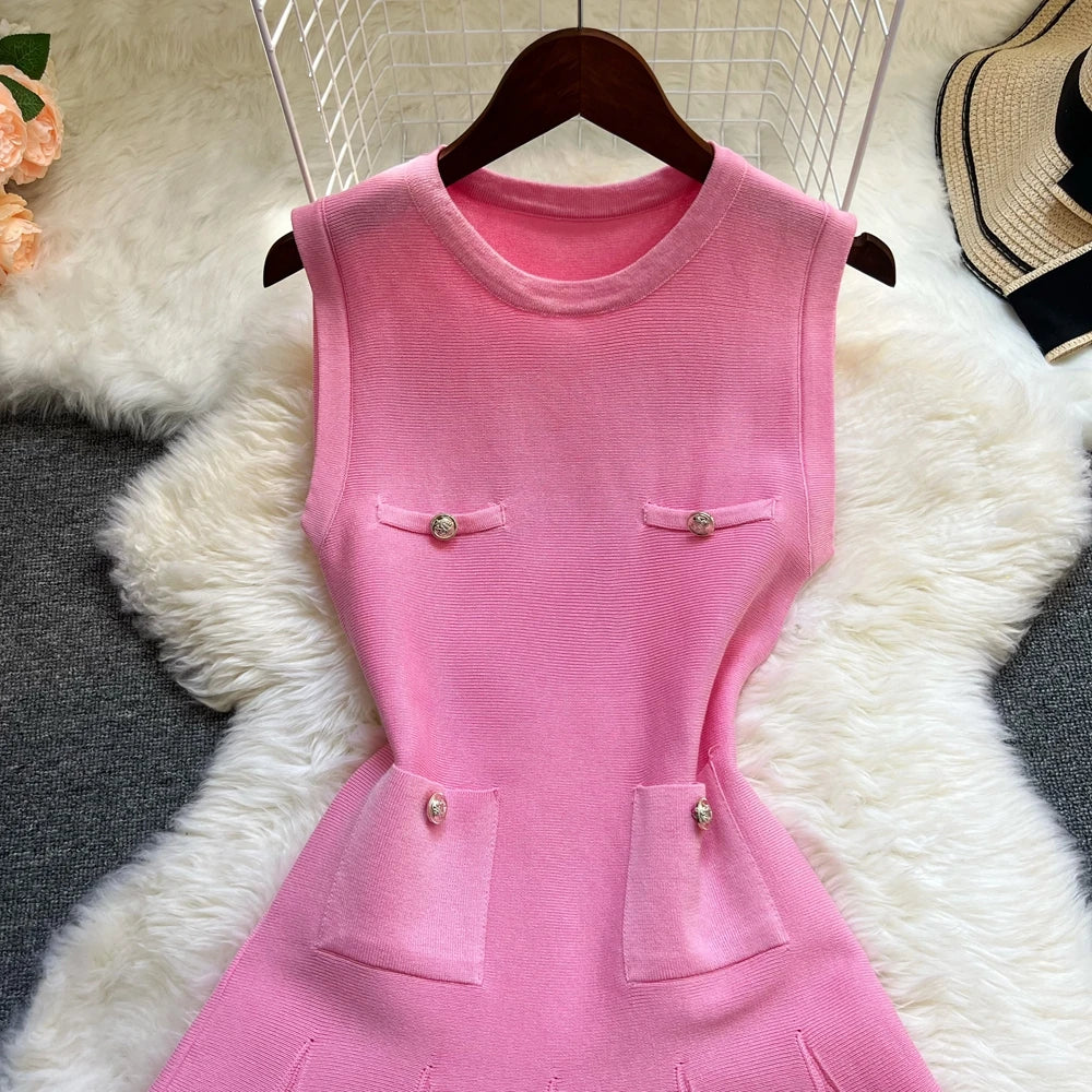 YuooMuoo Chic Fashion 2026 Summer Pleated Short Dress Women O-neck Slim Waist A-line Party Dress Streetwear Lady Outfits Vestido - Prolificstore