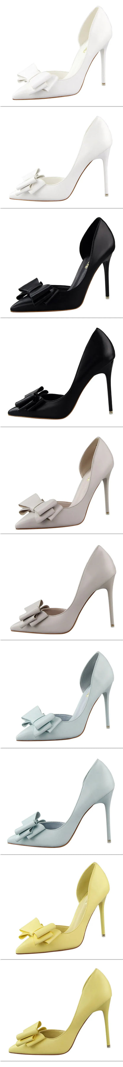 2025 High Heels 10.5cm Women's Shoes Side Hollowed Out Slim Heels Shallow Mouth Lady Pumps Butterfly-Knot Stiletto Banquet Shoes