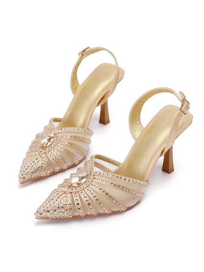 2025 Elegant Fruit Green Women's Green Heels and Rhinestone Handbag Set - Italian Design for Weddings and Parties