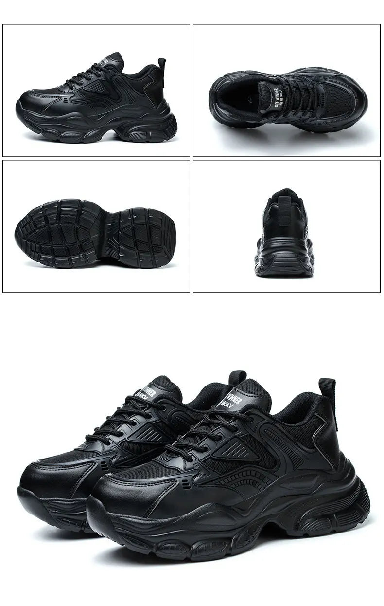 female industrial steel toe safety shoes woman breathable work shoes Lightweight Sneakers fashion spring/summer work sneakers - Prolificstore