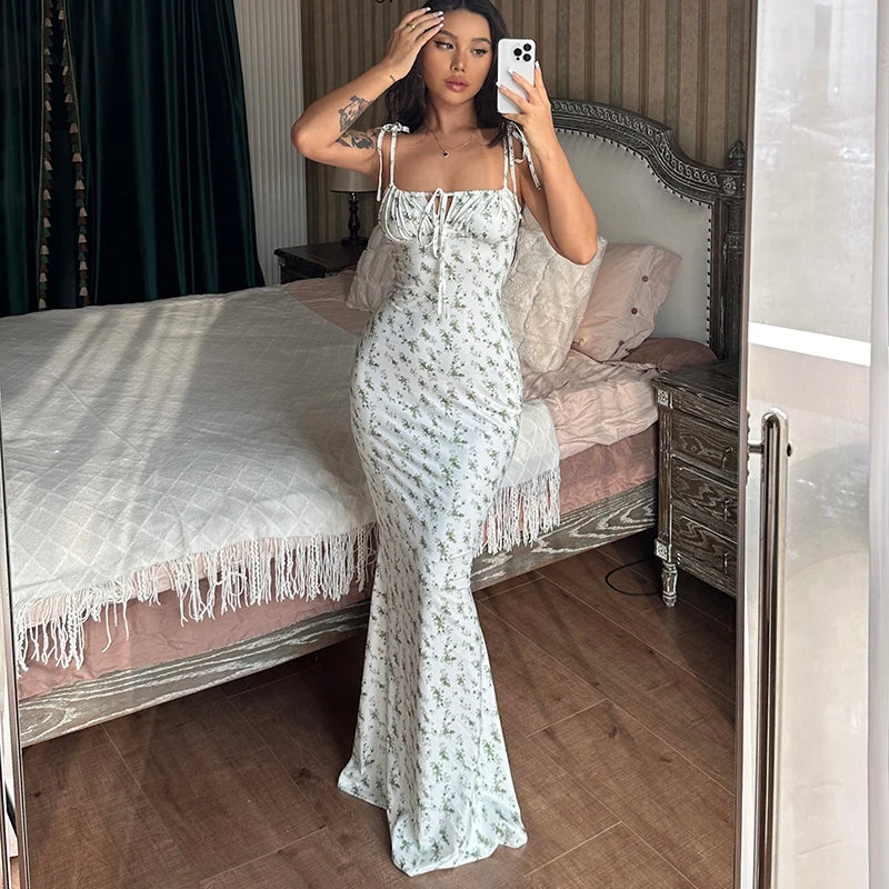 Hugcitar Women Elegant Floral Beach Vacation Bodycon Streetwear Long Dress 2026 Summer Clothes Wholesale Items For Business - Prolificstore