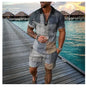 Summer New Men's 3D Printing Short Sleeve Zipper Polo Shirt Shorts Set  Men Casual  2-piece Vacation Beach Set - Prolificstore