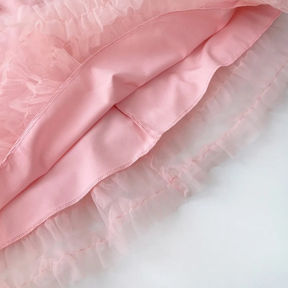 Bear Leader 2025 Korean Version Bow Sleeveless Mesh Wedding Party Birthday Dress Baby Girl Easter Summer Princess Dresses