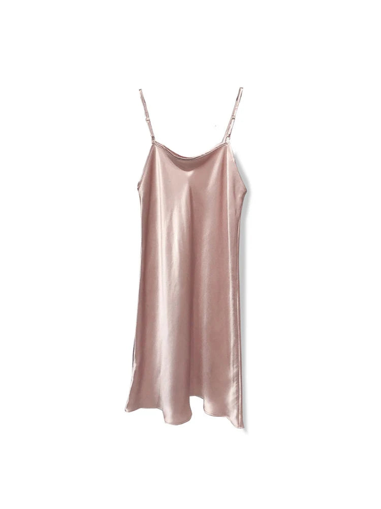 SuyaDream Woman Mini Dress 19mm 100%Real Silk Sleeveless Solid Spaghetti Strap Sleep Dresses 2025 Elegant Chic Clothes