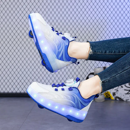 Two Wheels Children's Led Light Roller Skate Shoes For Kids Boys Girls Glowing Sports Luminous Sneakers Skateboard USB Charging - Prolificstore