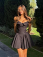 Dulzura Off Shoulder Backless Zipper Slip Puffy Mini Dress Women'S Fashion Sexy Elegant Clothes Party Prom Spring Summer Outfit