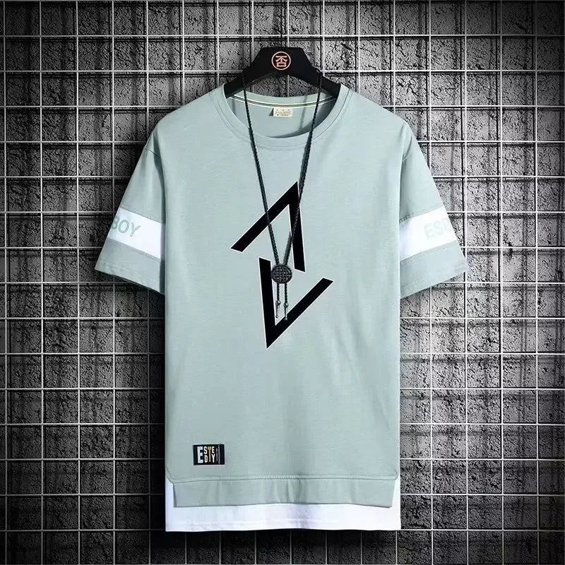 Hot selling new men's casual sports set fashionable and trendy printed versatile round neck T-shirt+sports pants two-piece set - Prolificstore