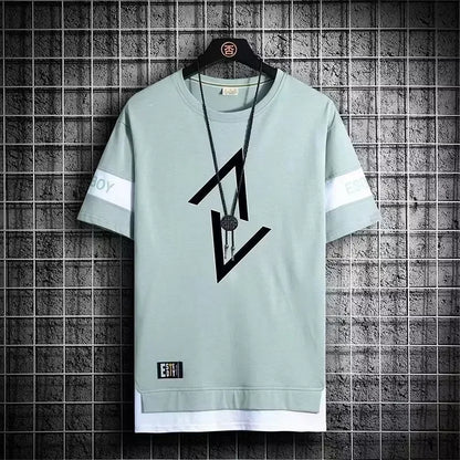 Hot selling new men's casual sports set fashionable and trendy printed versatile round neck T-shirt+sports pants two-piece set - Prolificstore