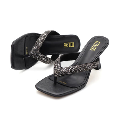 Black Red High Heel Slippers Women Open Toe Slingback Sandals Female Pumps Square Toe Summer Simple Designer Heeled Sandals - Prolificstore