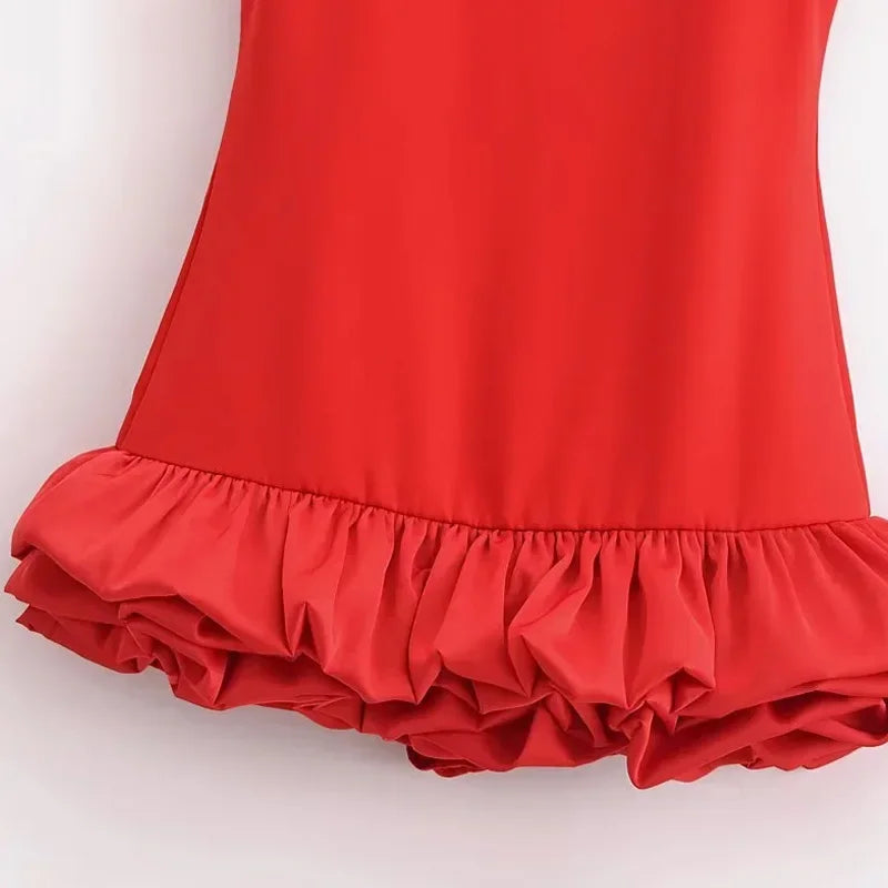 HXAO White Short Dress Women's Ruffle Backless Party Dresses Black Red Sleeveless Bodycon Mini Dress Woman Summer Sexy Vestidos - Prolificstore