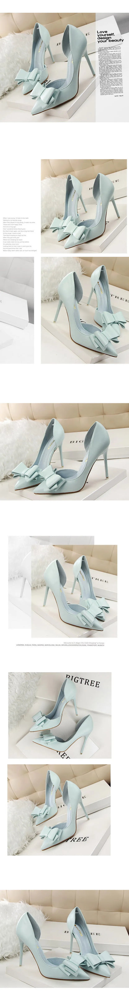 2025 High Heels 10.5cm Women's Shoes Side Hollowed Out Slim Heels Shallow Mouth Lady Pumps Butterfly-Knot Stiletto Banquet Shoes
