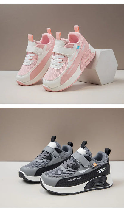 PU Leather Sport Shoes For Children 2026 Trend Fashion Kid's Sneakers Soft-soled Outdoor Boy's Girl's Running Shoes