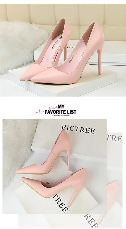 Women Korean Version Fashion Shallow Mouth Office Shoes Stiletto Party Single Shoes Female Comfort Women Heels Simple 9511-17
