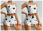 Women's Pajamas Set Sleepwear 2 PCS Short Tank Tops And Shorts S M L White Ventilate Soft Casual Love Printing - Prolificstore