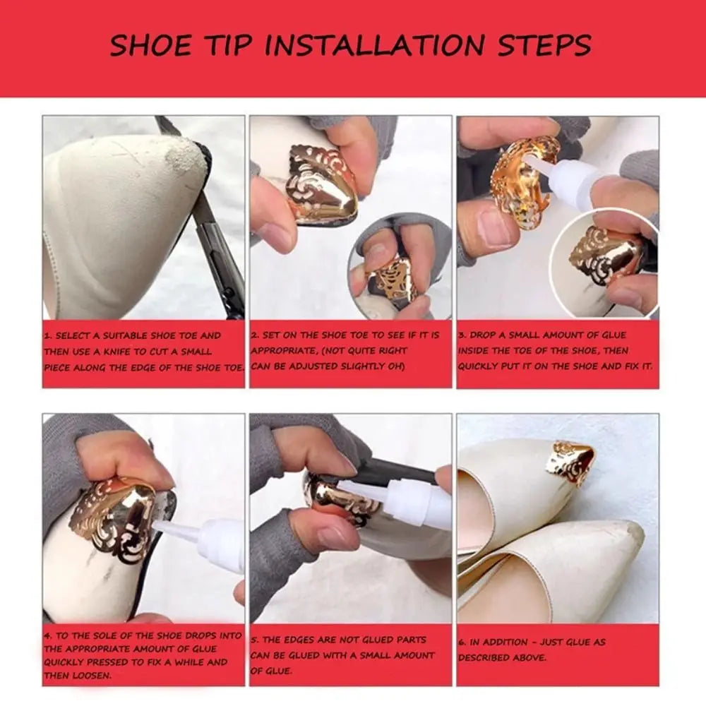 1 Pairs Shoe Repair Accessories Anti Wear Shoe Clips for Ladies Metal High Heels Tip Cap Women Shoe Pointed Protector Elegant